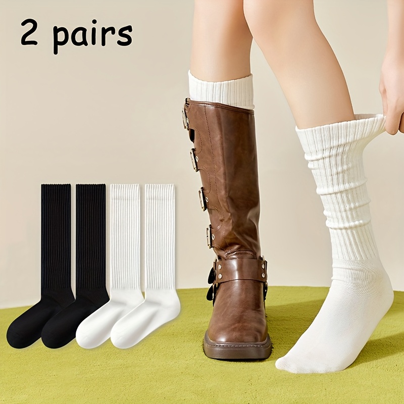 Pack Women's Socks Black And White Easy Calf Socks Autumn Winter Warm Long Socks Suitable For Daily Wear