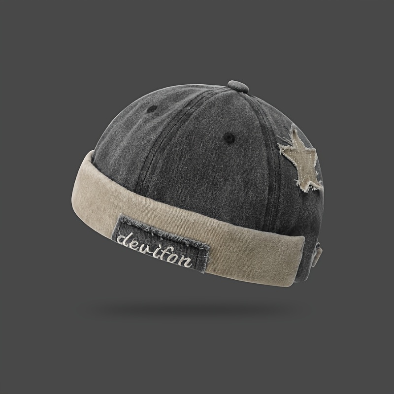 TEMU 1pc Men's Beanie, Trendy Fashion Embroidered Patch, New Style Essential For Trendy Men, Outdoor Breathable Skull Cap