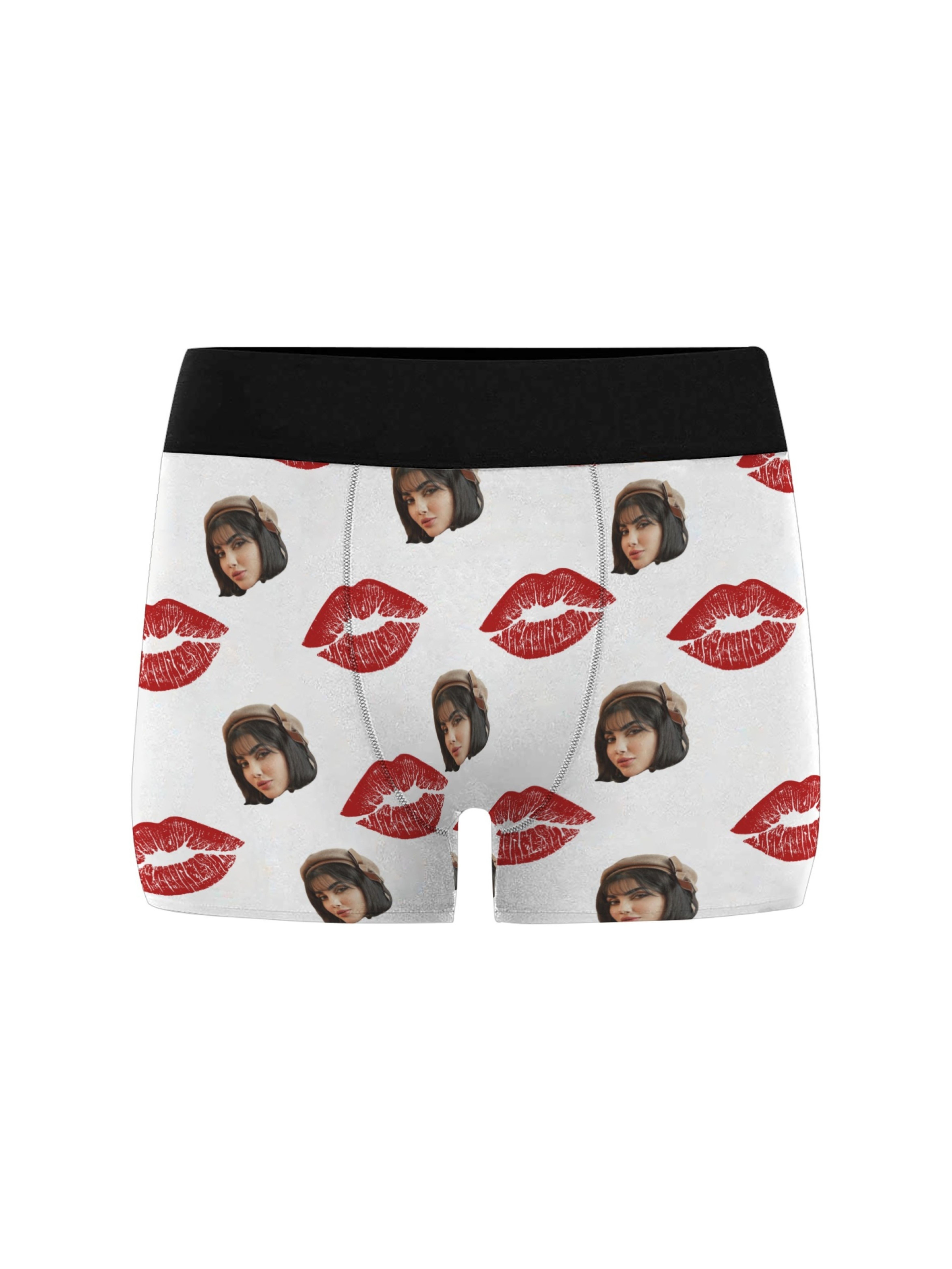 Customized Print Men's Underwear Hot * New Fashion Customized Love Kiss  Pattern Portrait Print Men's Boxer Briefs Set Personalized Men's Square