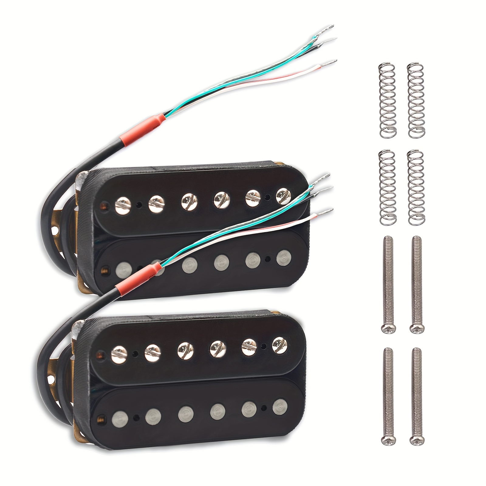 1 Set (N+) Humbucker Electric Guitar Pickup Set with Coil Splitting - High Output Dual Coil Design (7.5K/15K), 4-Conductor Cable for coil Splitting, Compatible with Strat, Les Paul, SG, for, Blues, Metal - & Plastic Bobbin