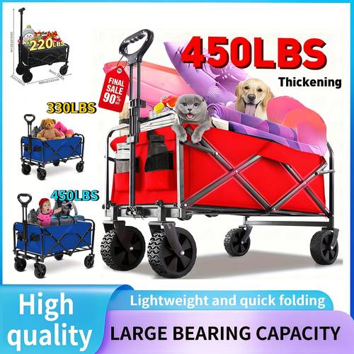 450 330 220lbs capacity heavy duty all terrain folding cart and 800d oxford fabric foldable multi purpose wagon for track and field equipment transport vehicle no wagons