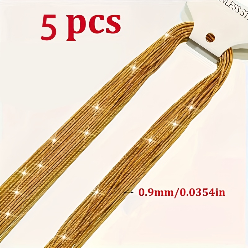 E-shop 5 Verstellbare 18K vergoldenete 304L Edelstahl Runde Schlangenketten - Schmuckherstellungsmaterialien - Das perfekte Geschenk für Frauen und