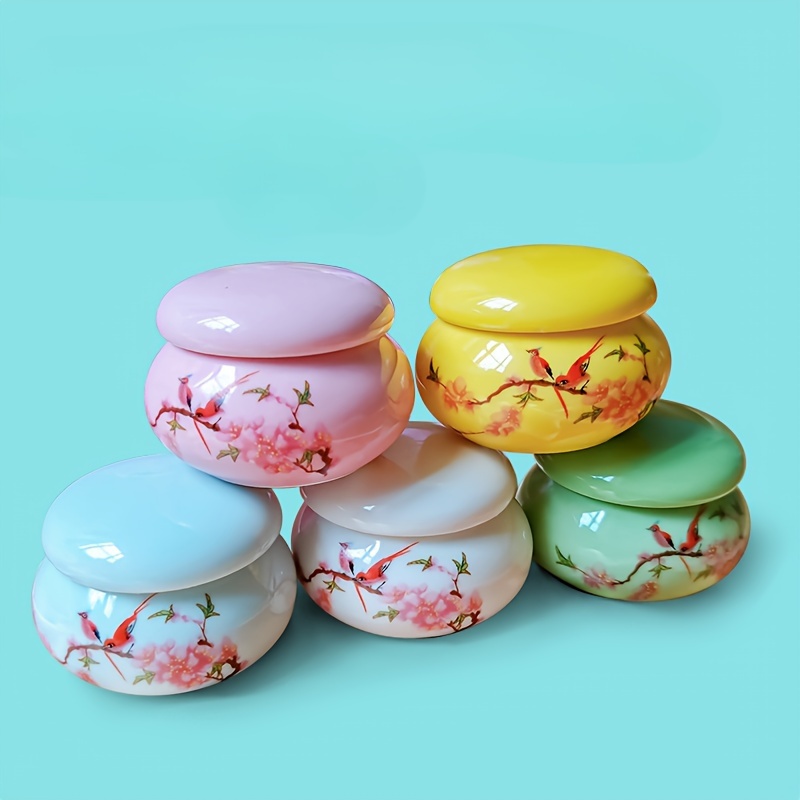 

Mini Porcelain Cream Cosmetic Jar, Flower Pattern Lip Balm Bottle Nail Art Liquid Powder Container Holder For Acrylic Powder Liquid Styling Tool