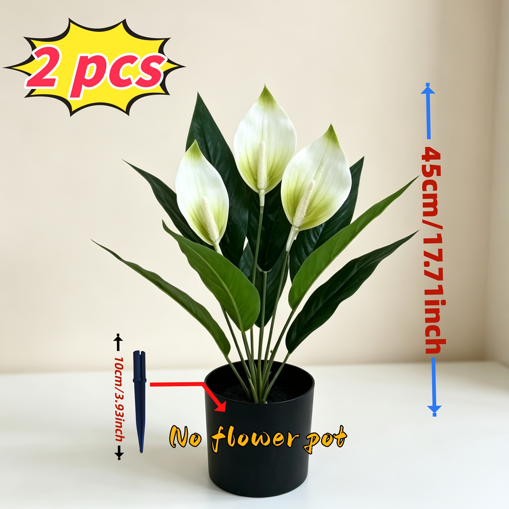 TEMU 2 piezas de flores artificiales de calidad tipo velas blancas ( 2 estacas , con 6 flores blancas, flores artificiales sin para decoración del