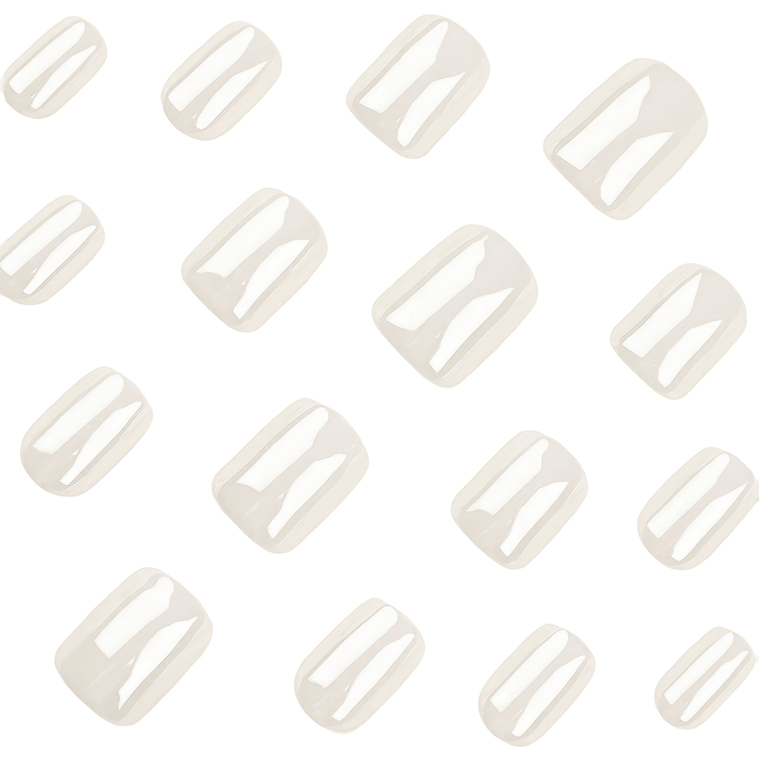 30pcs Short Square Fake Nails, Nude Glossy Press-on Nail Tips, Clean White Minimalist Solid , Natural Elegant Shiny End, Reusable Nail Tips Chrome Set For Women & Daily Wear