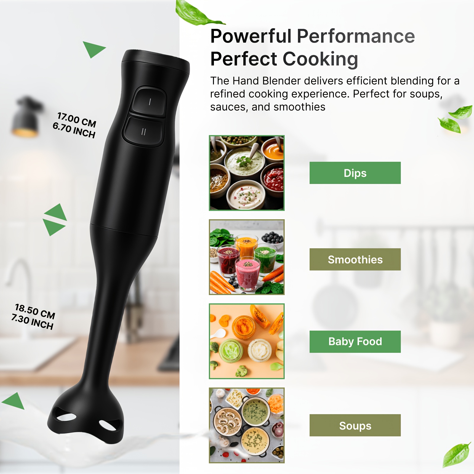 WANVOAPLS Electric Immersion Hand Blender, Food Grade, 2- Speed... product image 6