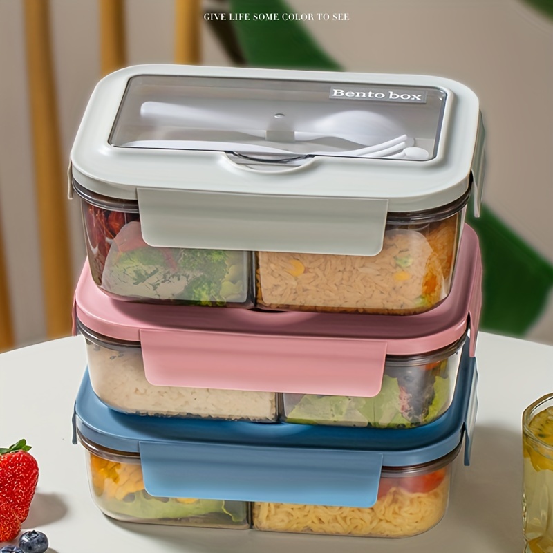 

1pc, Fresh-keeping Leak-proof Double-layer Lunch Box, Large Capacity, Microwave Safe, Portable Meal Box For Work Or School, Nutritional Sub-packaging, Goodbye Fast Food