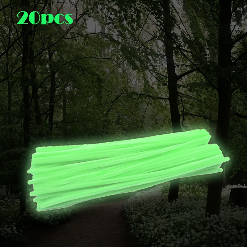 20pcs Luminous Pipe Cleaners Craft, Suitable For Making Holiday Related Decorations, Halloween, Christmas, Absorbing Light Sources And Glowing In Dim Environments.
