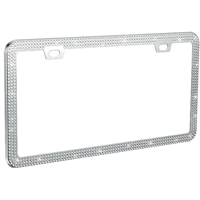 TEMU Cadre de plaque d'immatriculation , cache-plaque d'immatriculation en cristal, support de plaque d'immatriculation de voiture avec jeu de vis à