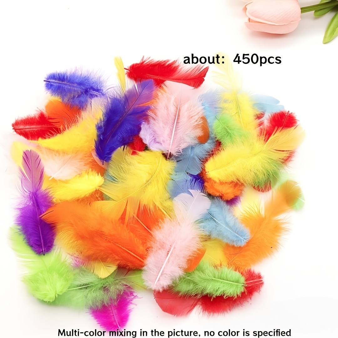 TEMU About 450pcs Colored Craft Rooster Feathers 7.62-12.70cm Bulk Craft Feathers, Mixed Colors Used For Handmade Kindergarten Crafts, Weddings,