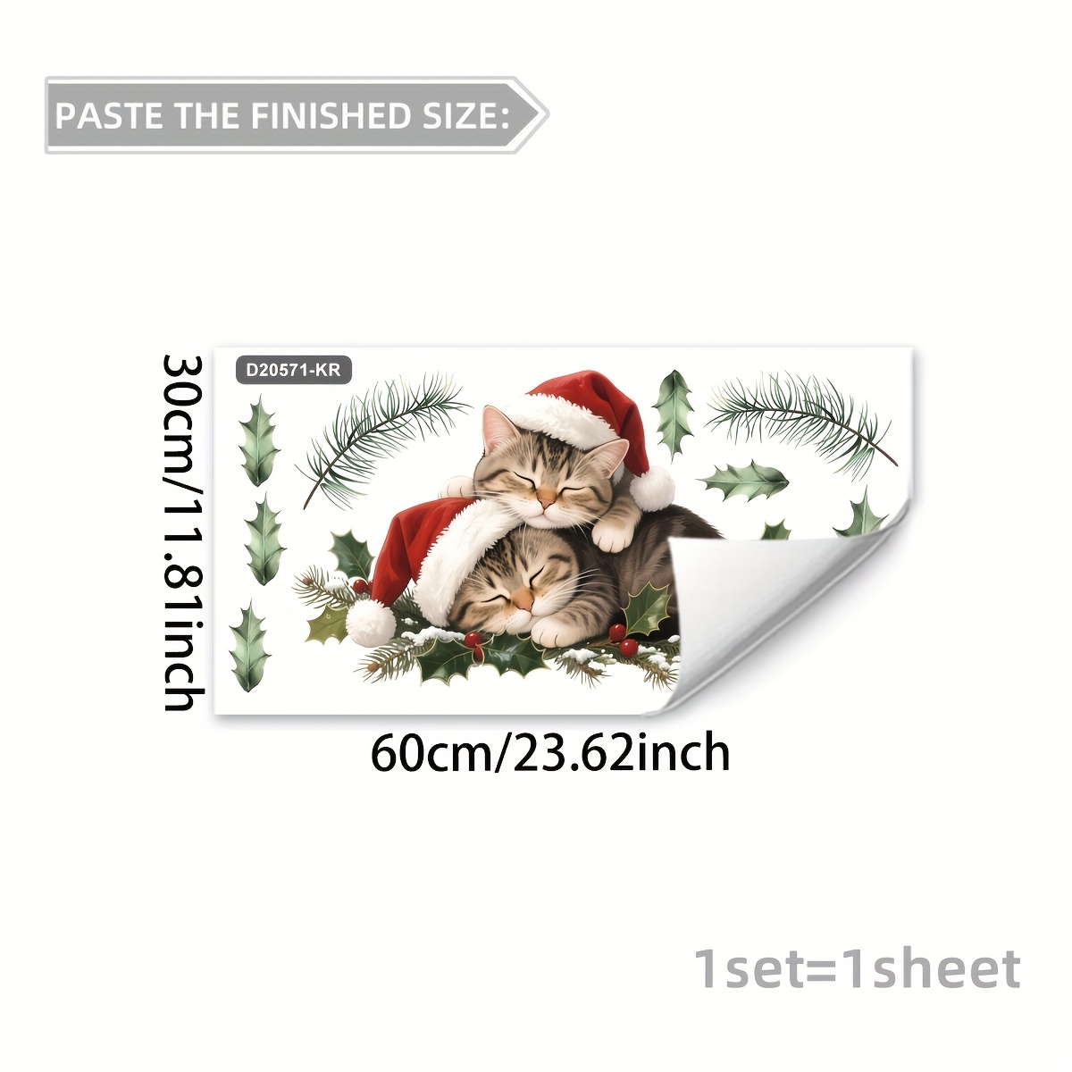 A New Style Christmas Window Sticker Featuring 2 Cats, Double-sided And , Suitable For Decorating Windows In The Bedroom, Living Room, And Bathroom
