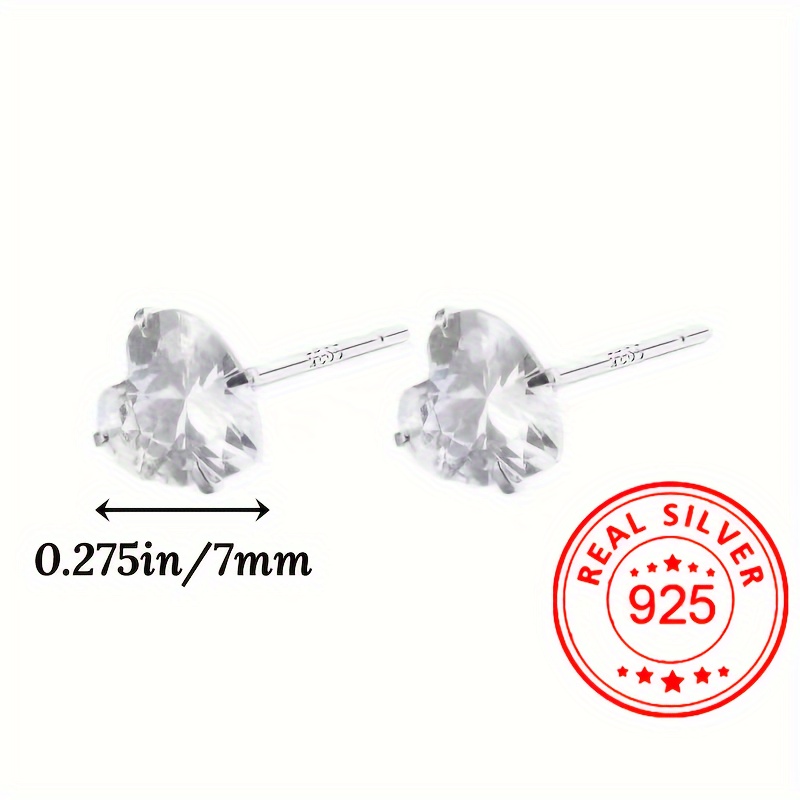 Women's Heart Shaped Sterling Silver Stud Earrings
