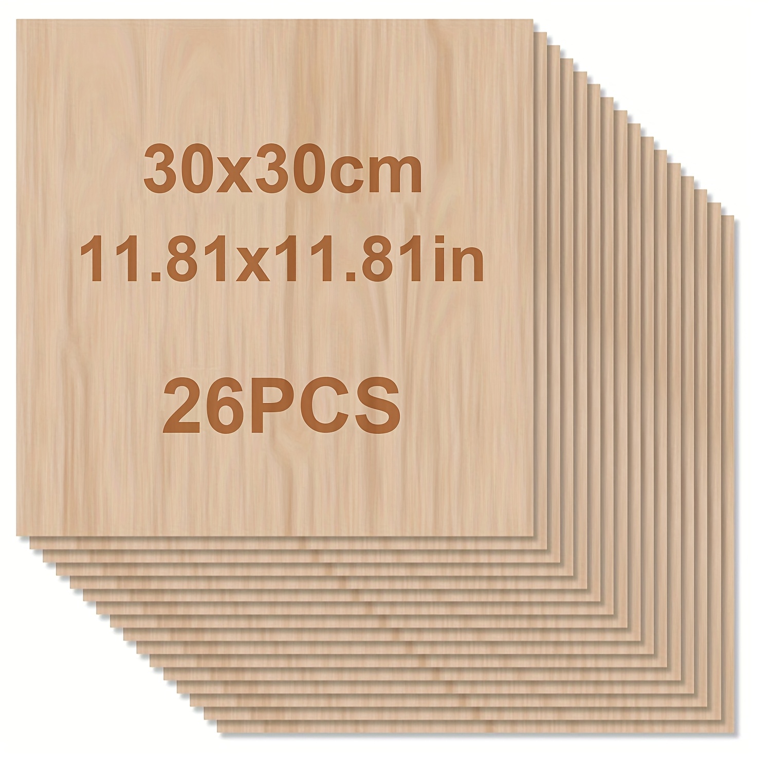 26pcs Birch Plywood 300x300x3mm Craft Wood Panel, Unfinished Plywood With Natural Wood Grain And . 3mm Birch Board Suitable For Laser Engraving, Cnc Cutting, Wood Carving, Crafts, And Model Making