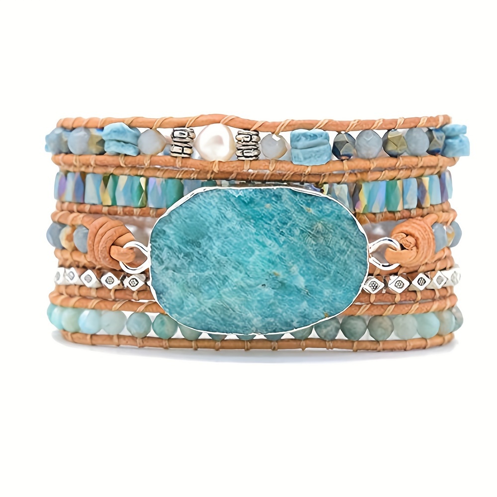 

Women Boho Handmade Natural Stone Topaz Crystal Bead Wrap Bracelets Collection