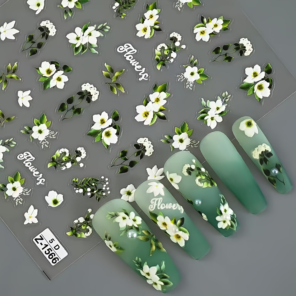 Stickers Autocollants Nail Art Fleurs Fluo Et Dorés - Accessoire Ongles Décoratif, Lot Neuf, Création Manucure