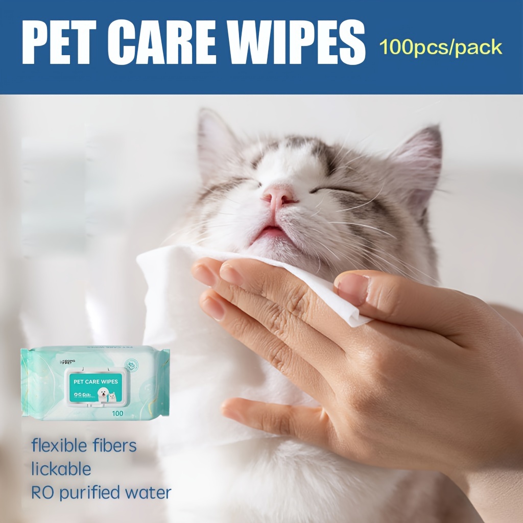 

100pcs Pet Wipes, Cat Dog Cleaning, Deodorant, Disposable, Cat Cleaning Dry Washing Wipes, Wet Tissue, Pet Supplies