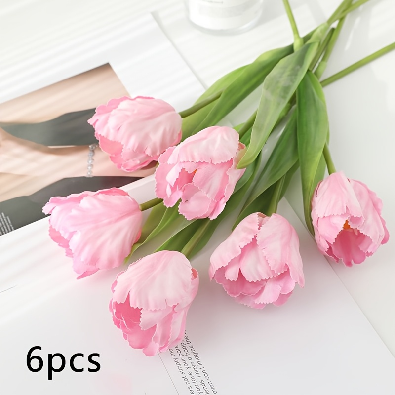 E-shop 6 Stk., Farbverlauf Tulpen-Simulationsblumen, Künstliche Blumen, Seidenblumen, Geeignet für Heimdekoration, Hochzeits- und Verlobungsdekoration,