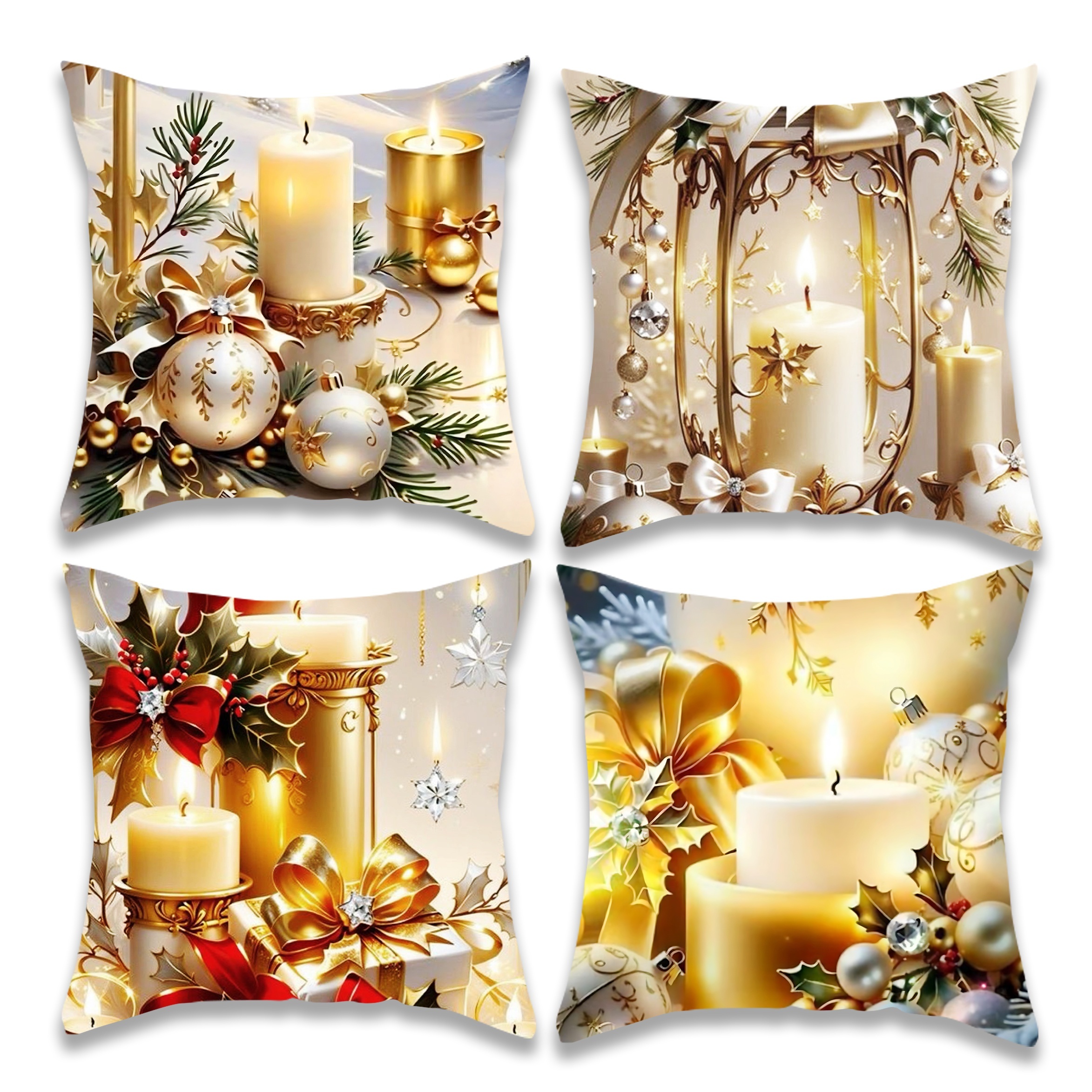 

4- Christmas & , 18x18 , , & , , , , Washable, For Sofa Bed , No Inserts