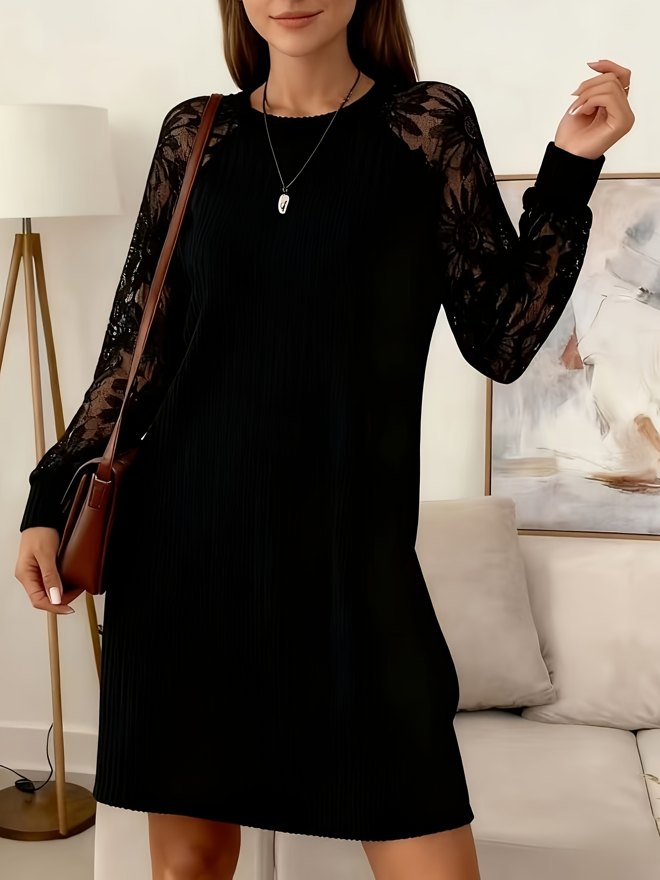 Women'S European And * Winter Warm Long-Sleeve Round-Neck Sweatshirt Dress