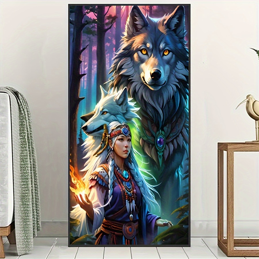 

Wolf 5d Diamond Painting Kit, 19.7x43.3in Frameless Diy Mosaic Art, Full Drill Round Acrylic Diamonds, Craft & Embroidery Stitch Wall Decor