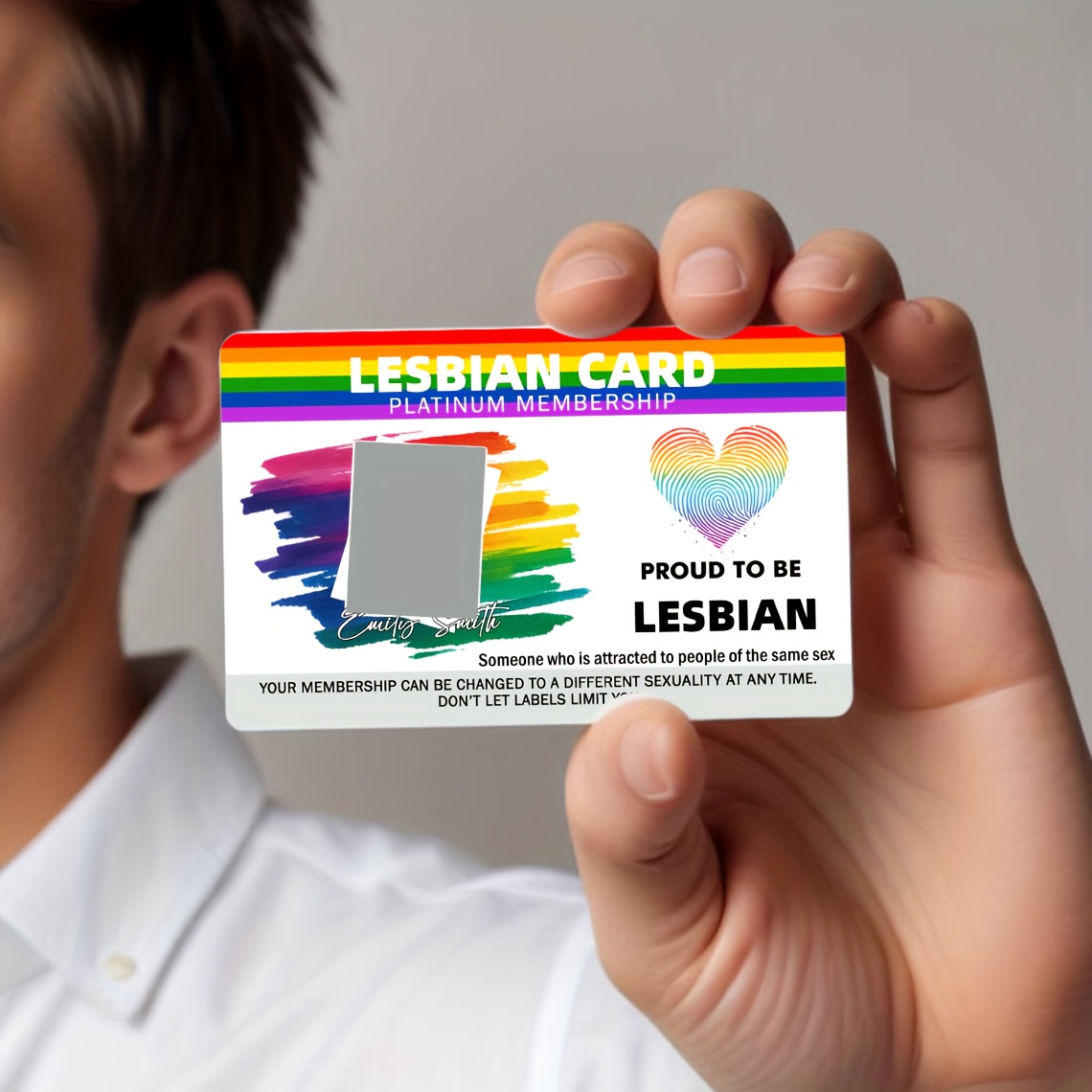 定制1pc照片同性恋/ 卡片，定制同性恋/ 终身会员卡， 骄傲卡， ,个性化新奇同性恋身份证，搞粗俗笑话朋友同事礼物创意，笑话模因，搞笑礼物 商品详情 4