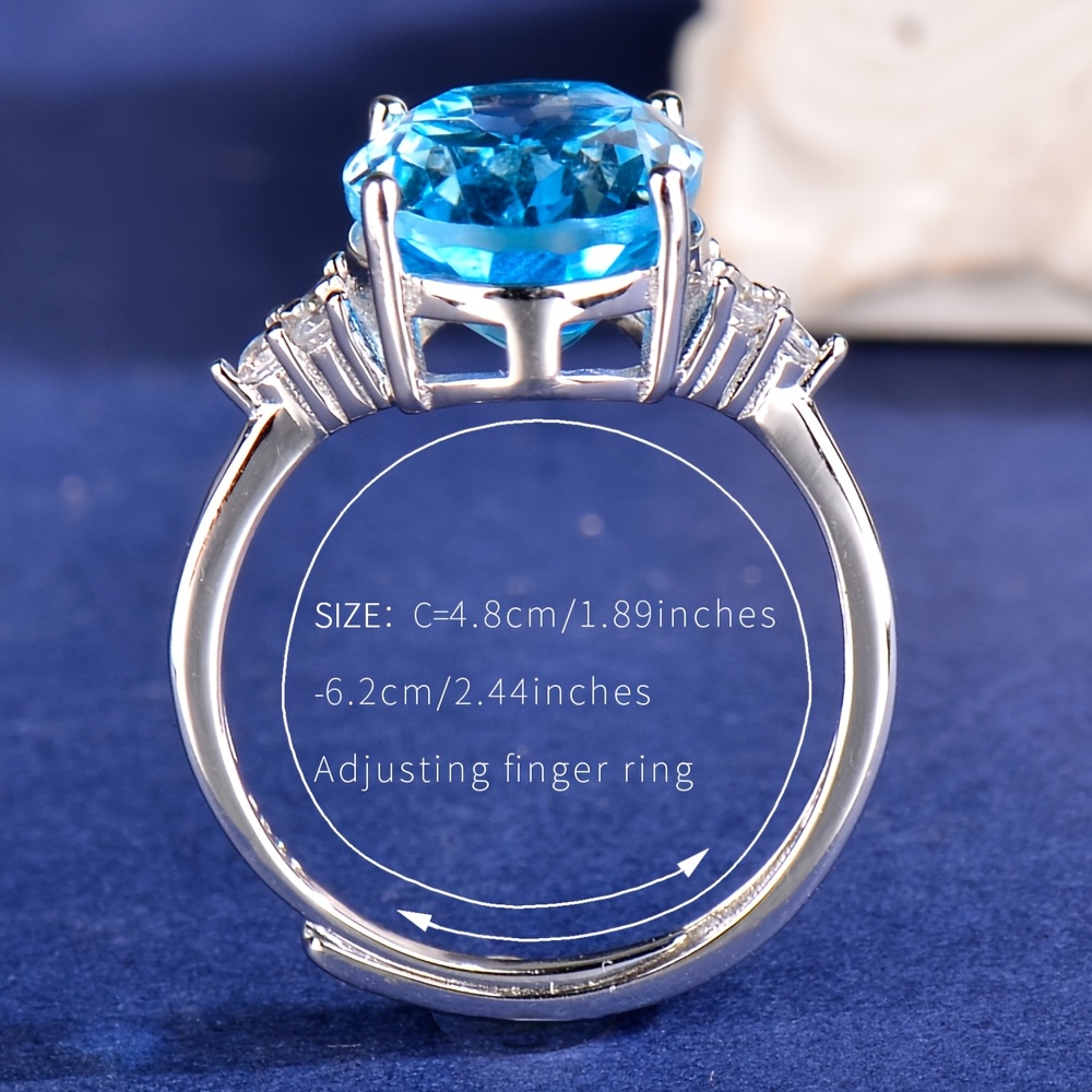 Women's Natural Topaz Adjustable 925 Sterling Silver Ring