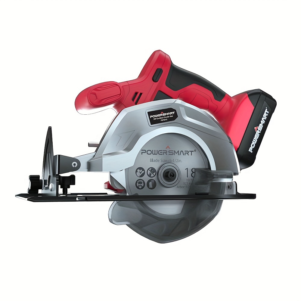 

Powersmart 20v 5-1/2 Inch Cordless Circular Saw With 2.0ah Battery And Fast Charger, 3800 Rpm, Max Cutting Depth 1-7/16" (45°), 1-5/8" (90°)