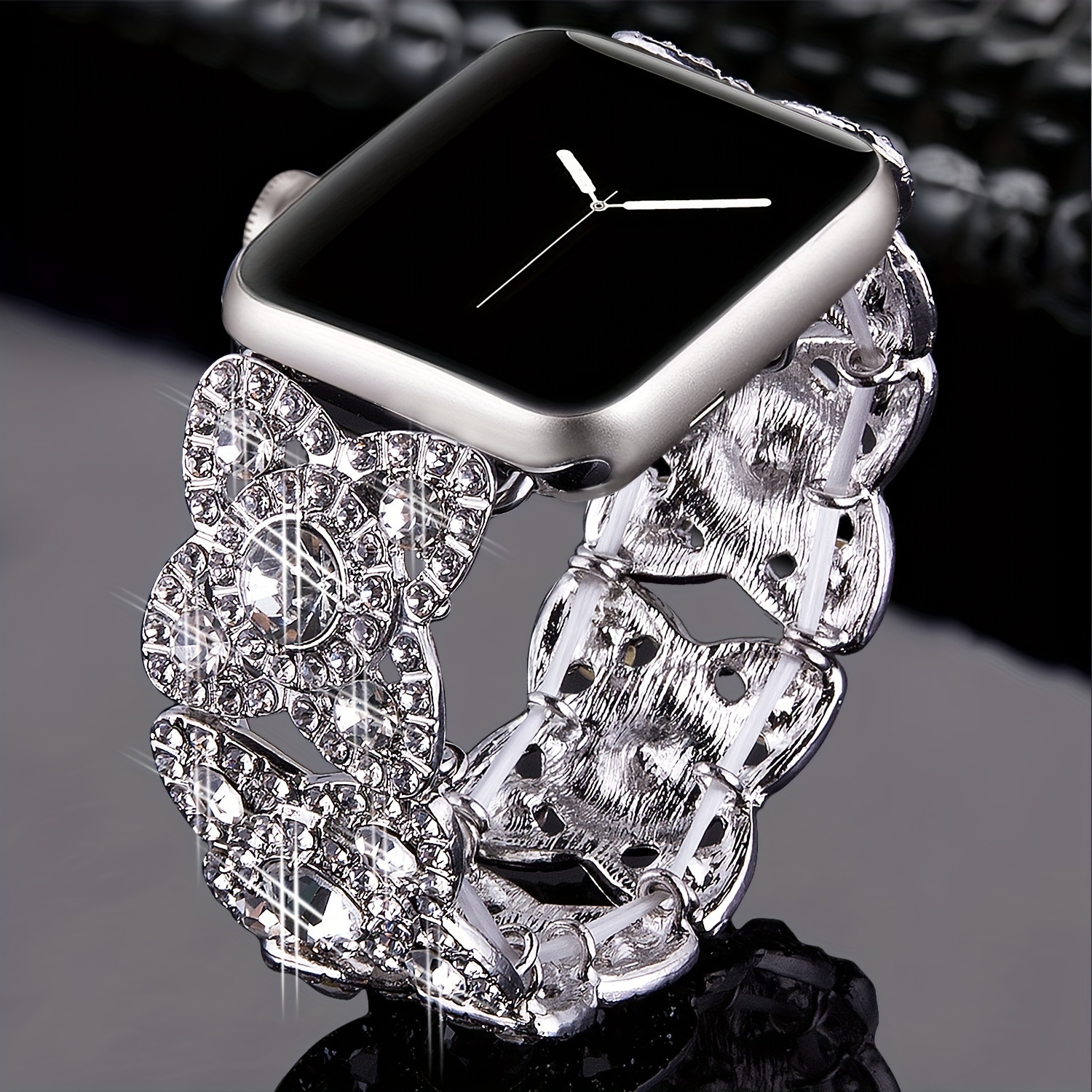 

Bling Bands For Compatible With Apple Watch 38mm 40mm 42mm 44mm 41mm 45mm 49mm Iwatch Series Se 6 5 4 3 2, Dressy Diamond Rhinestone Stainless Steel Metal Bracelet Wristband Strap For Women -silver