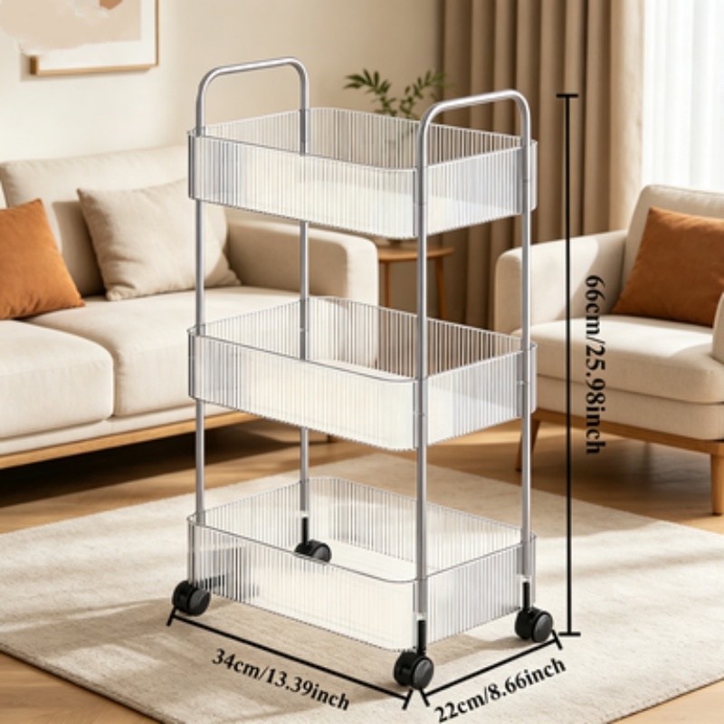 multifunctional movable storage cart acrylic transparent   casters universal for kitchen bathroom bedroom and office Product details 7