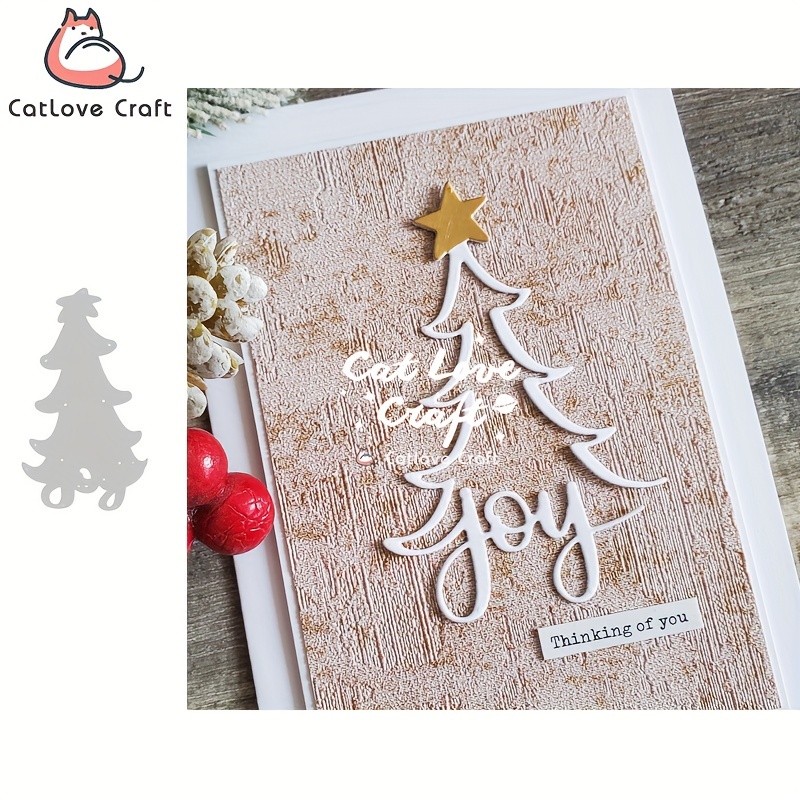 

Catlove Christmas Tree Joy Word Metal Cutting Dies Scrapbooking Mold Stencil Die Cuts Card Making Diy Craft Embossing New Dies