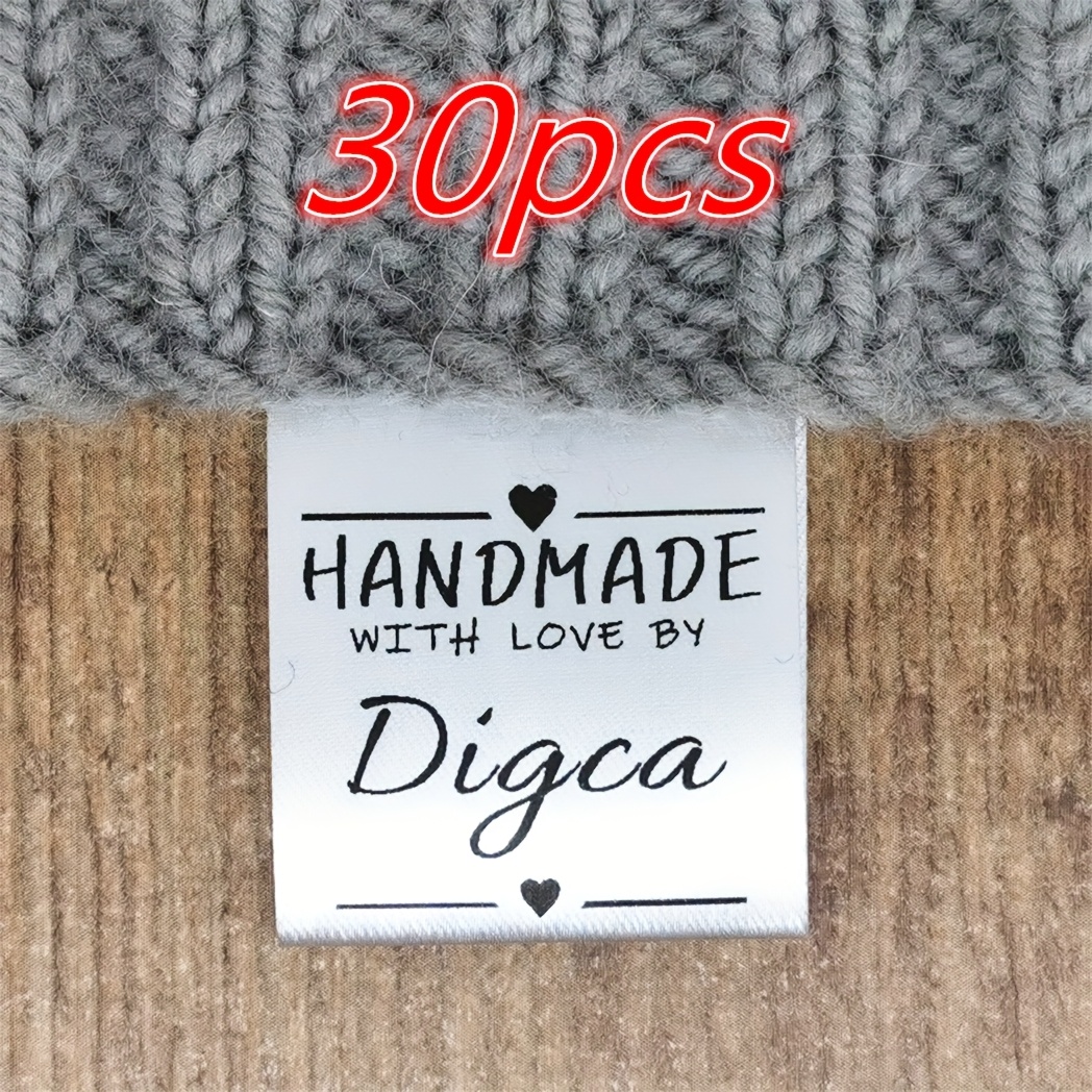 TEMU 30pcs Custom Ribbon Tags - Personalized Name Labels With "handmade" & "diy" Designs, Assorted Colors & Button Accents, Crafts, Gifts, And Home