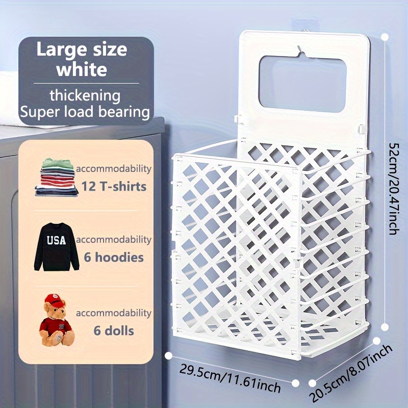 1pc collapsible laundry basket 1pc large capacity space saving storage bin portable washing tub in white beige gray hollow design prevents odor smooth detail for clothes protection contemporary style plastic material home organization 2