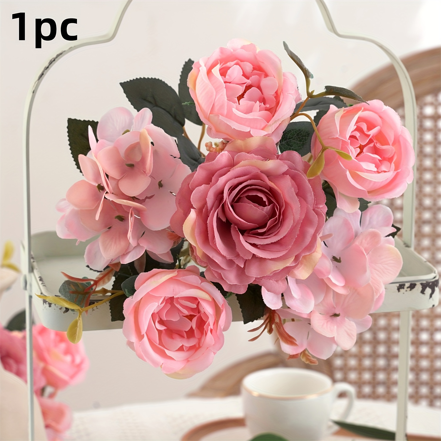 Amaping Artificial Peony Flower Leaf Artificial Flowers Cabbage Rose Roses Flowers Bouquet Vintage Peony Silk Flower For Home Garden Bridal Wedding Party Festival Decor (Orange, One Size