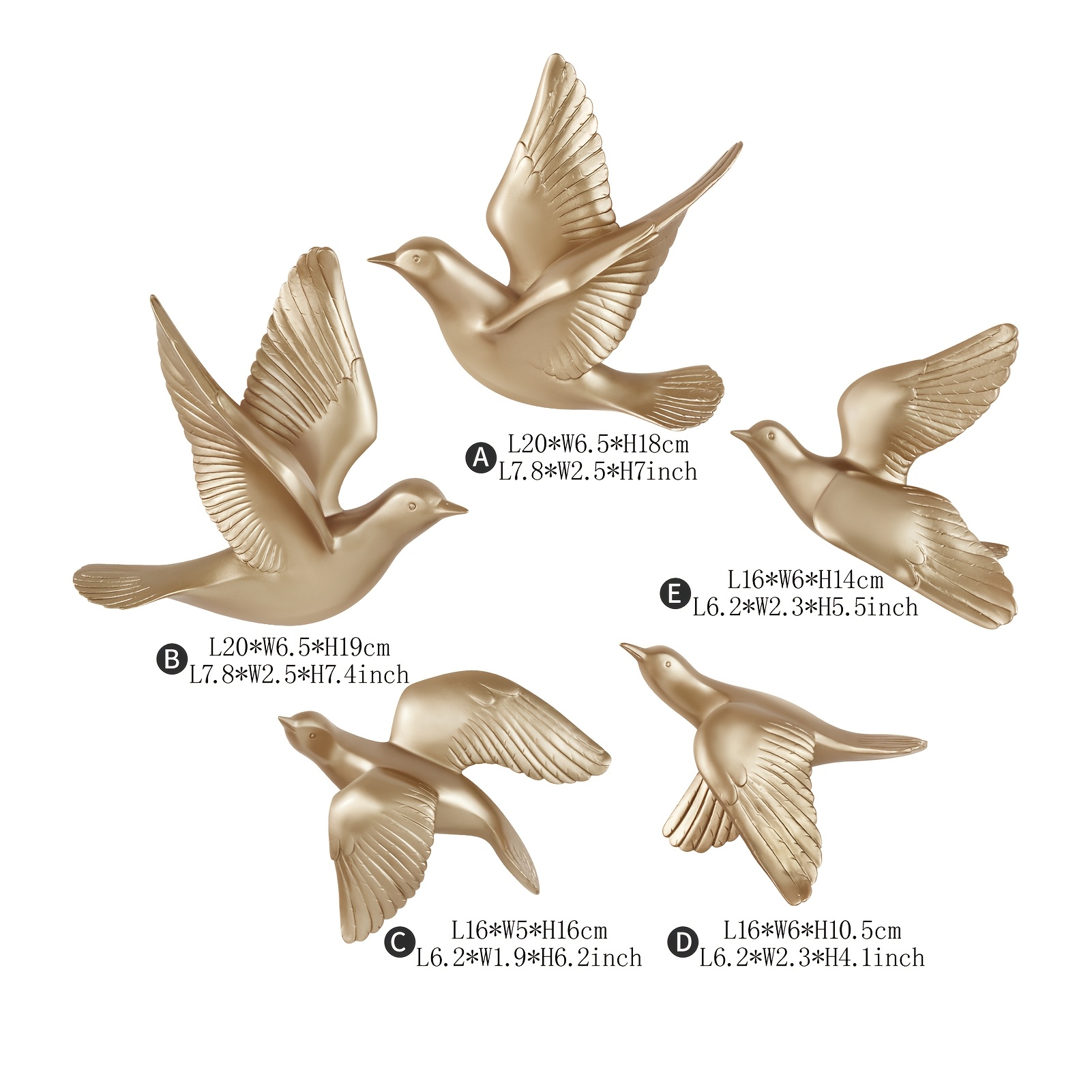 Lot De 3 Décorations Murales En Résine Motif Oiseau Réaliste Yardwe - Hirondelles Volantes Pour Salon Et Couloir