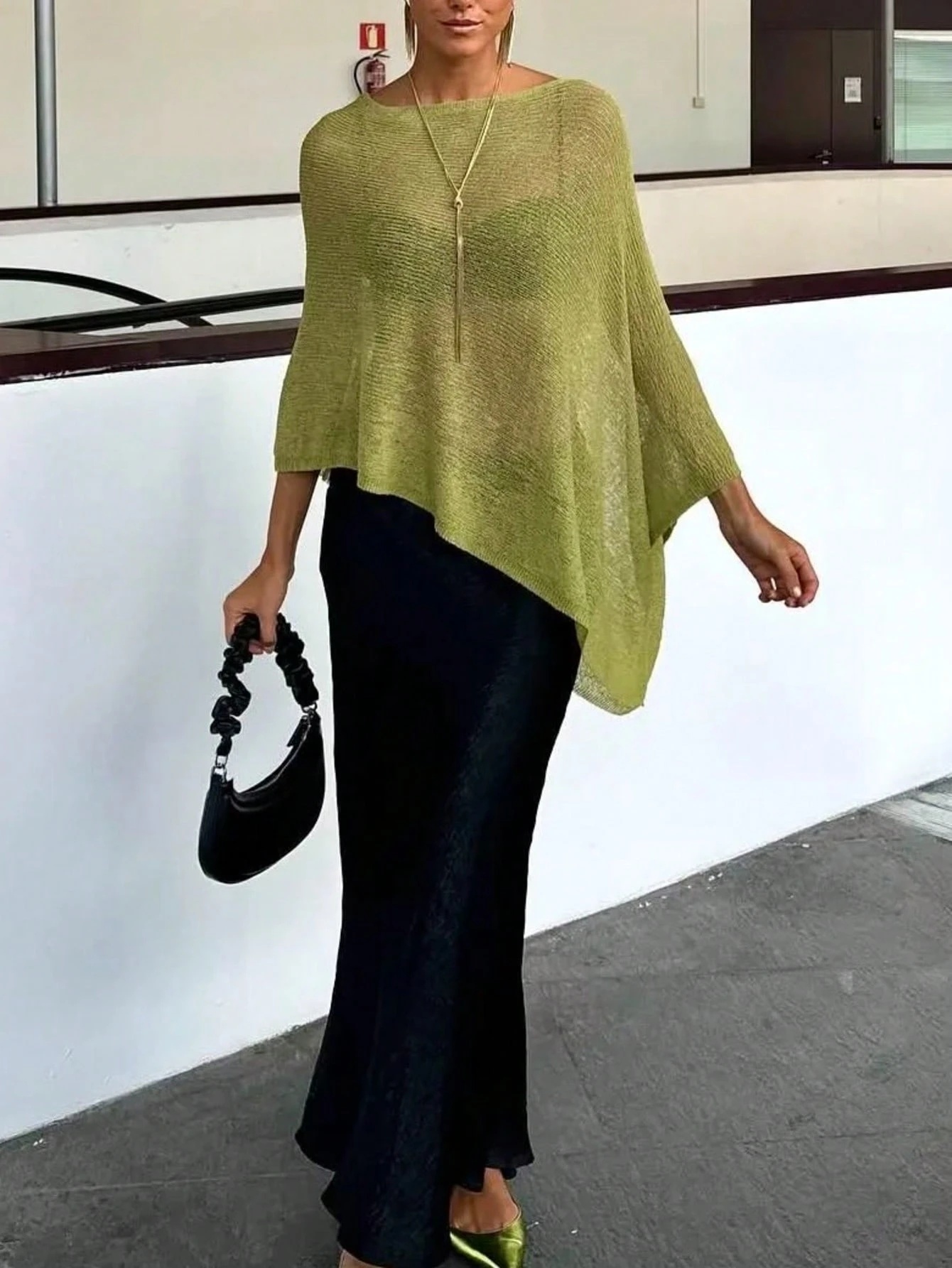 Women S Batwing Sleeve Sweater - Lightweight Openwork Sweater Blouse, Chic Pullover Top for Spring/Fall/Summer, Everyday & Formal Outfits - Women S Sweater Shirt, Ladies Sweaters, Seasonal Fashion, Batwing Sleeves, Elegant Design, Fall Wardrobe, Breathable Material, Stylish Blouse,  , Fall Clothing, Spring Fashion, Solid Color, Construction, Pullover Blouse, Office Wear