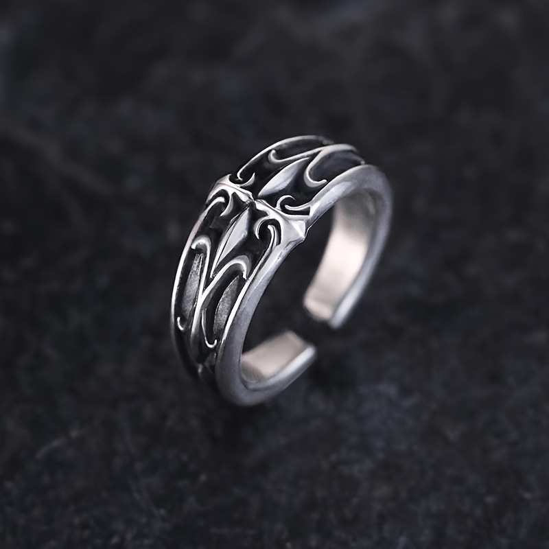 TEMU 1pc Men's Retro - Adjustable Opening, Suitable For Daily Wear, Parties, Weddings & Versatile Index Finger Ring, Minimalist For Wear (no