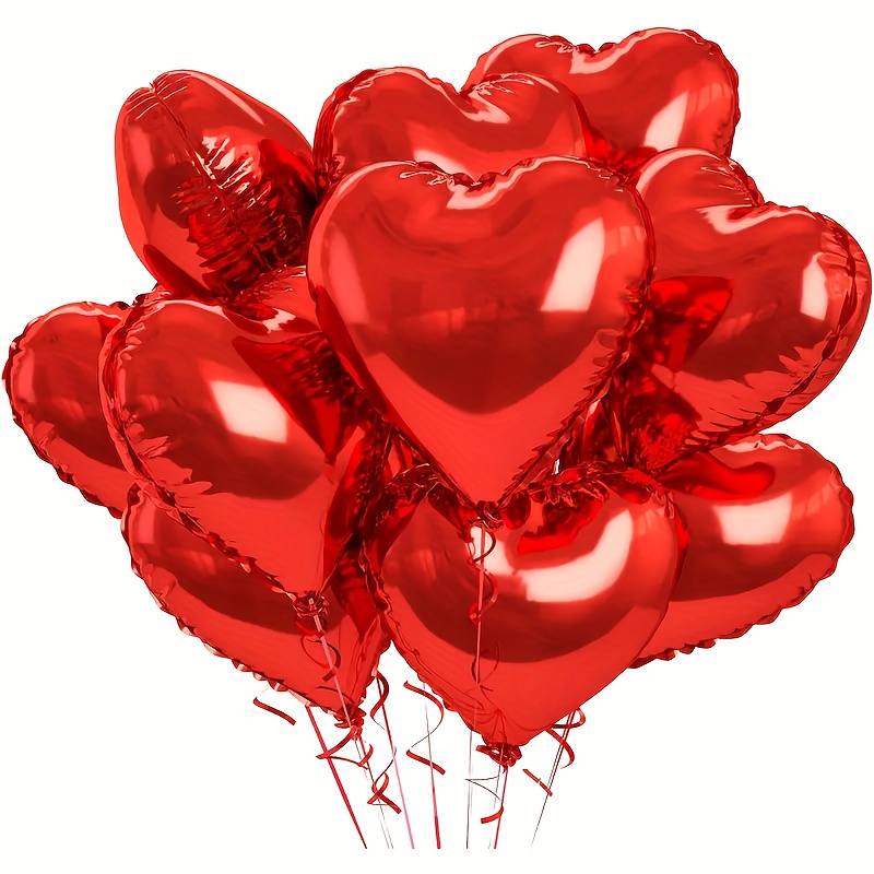 

21pcs/set, 20 Large Heart-shaped Aluminum Foil Balloons, Roll Of , 10-inch Helium- Decorations For Valentine's Day, Weddings, Bridal Engagements, And Anniversary Parties.