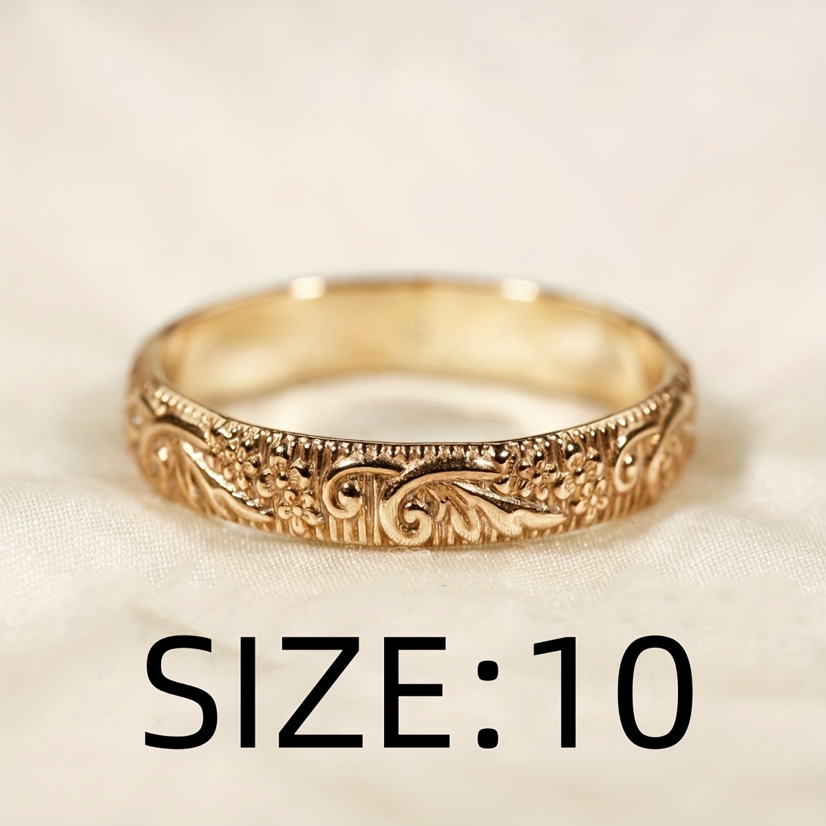 Unisex Exquisitely Carved Copper Ring, Elegant Gift