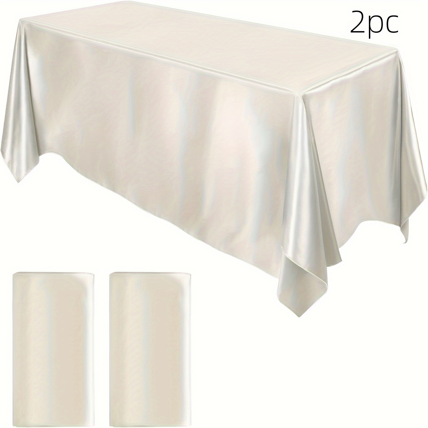 E-shop 2er-Pack Satintischdecke 147x260/305 cm, rechteckige Tischdecke, helle Tischdecke, glatter Stoff, Esstischdekoration für