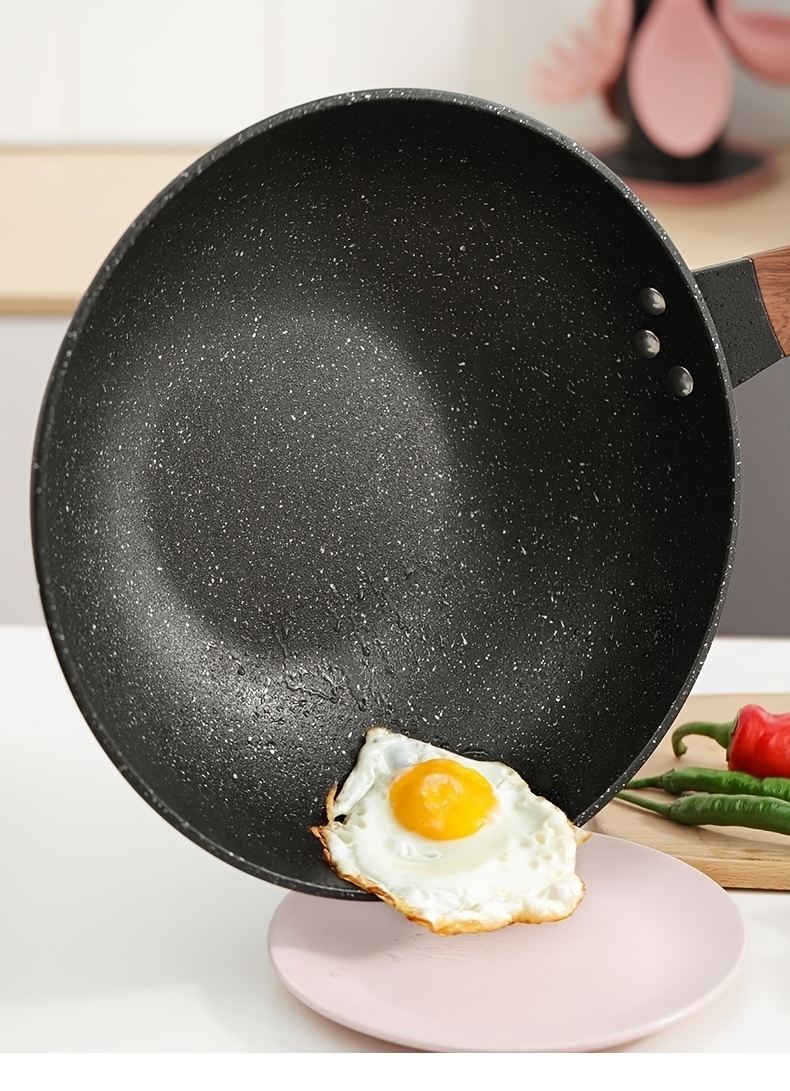 1pc blx   iron non stick frying pan smokeless hand wash compatible with induction gas stove   kitchen cookware for fried eggs steaks details 1