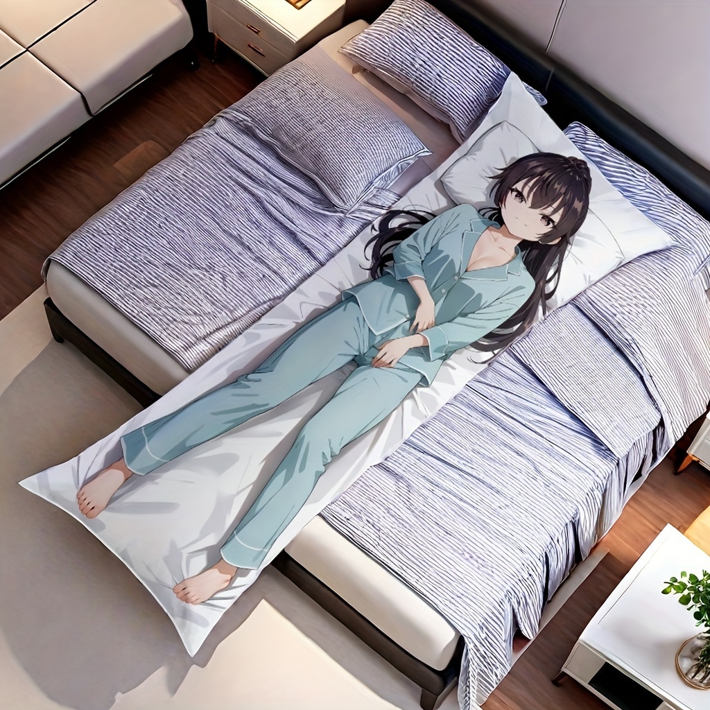 

Contemporary Anime Style Decorative Throw Cover With Lifelike Character Print, Hypoallergenic Polyester, Machine Washable With Zipper For Home, Bedroom, And Sofa Decoration – Single Pack