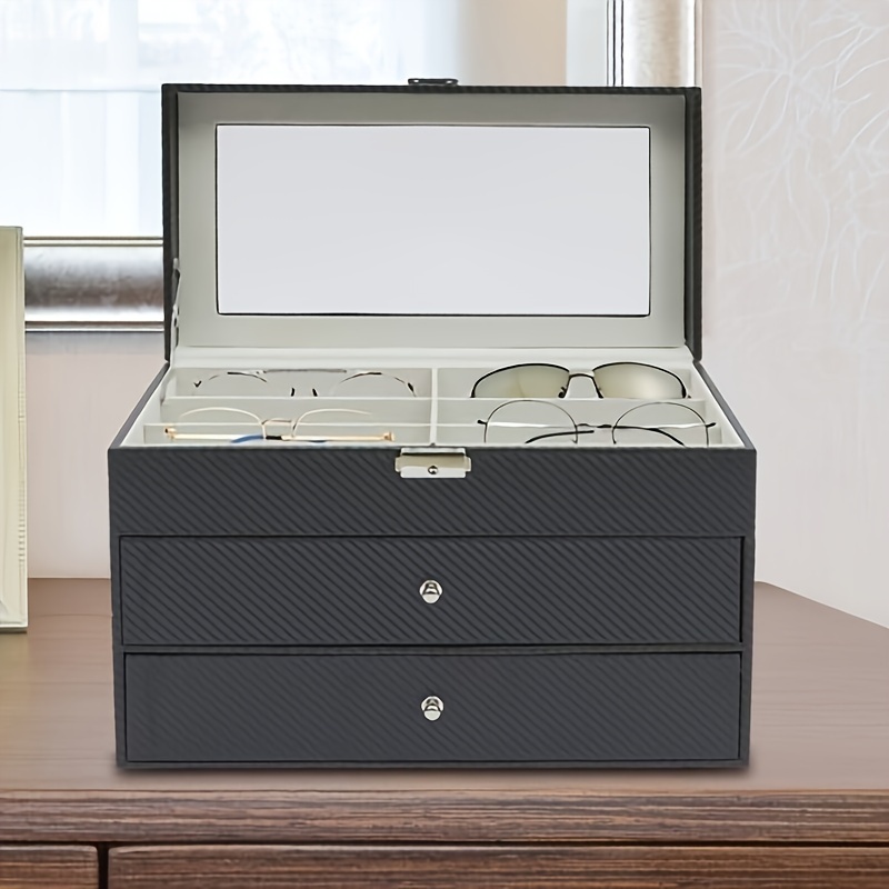 

3-layer 18 Slot Eyeglass Sunglasses Storage Box Glasses Display Organizer Case