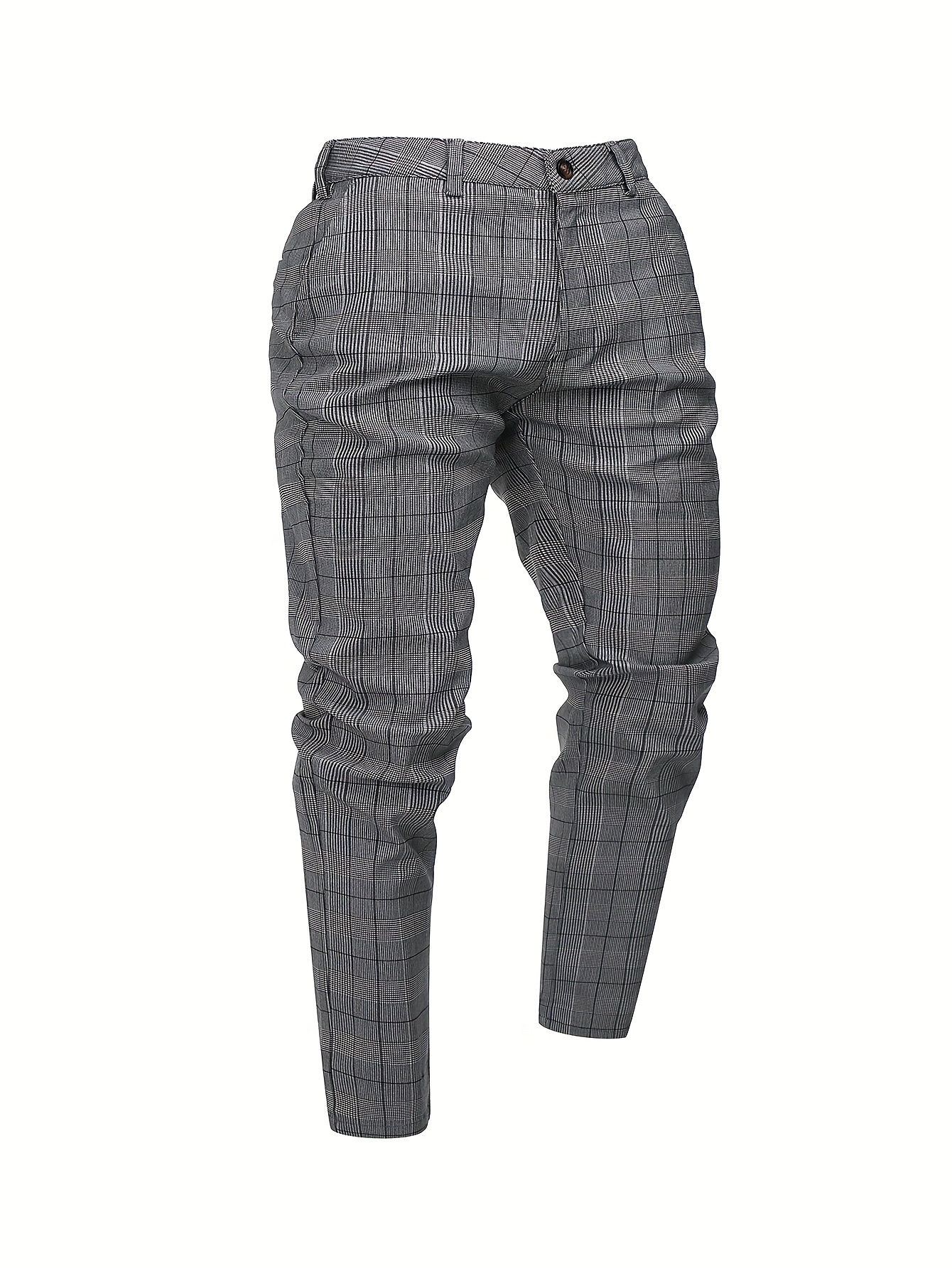 Light Checkered Men's Business Casual Pants - All-Season Regular Fit Low-Rise Trousers with Pockets, Wrinkle-Resistant Machine-Washable Fabric for Office, Parties & Social Events, Party Attire, Antishrink Fabric, Durable Construction