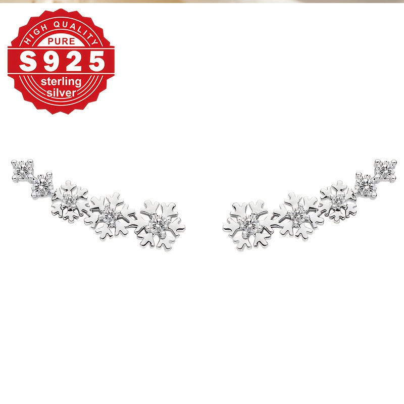 Women's S925 Silver Snowflake Design Stud Earrings