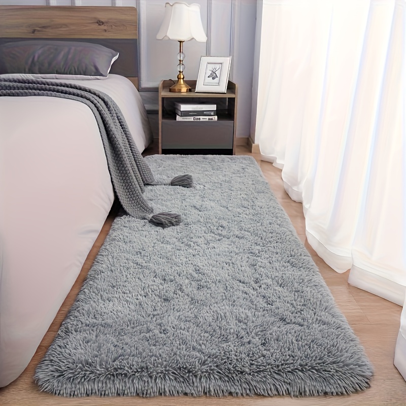 TEMU Black/gray/fluffy Thick Carpet, Bedside Throw, Floor Window Decor, Bay Window Rug, Luxury Indoor Mat, Polyester Material