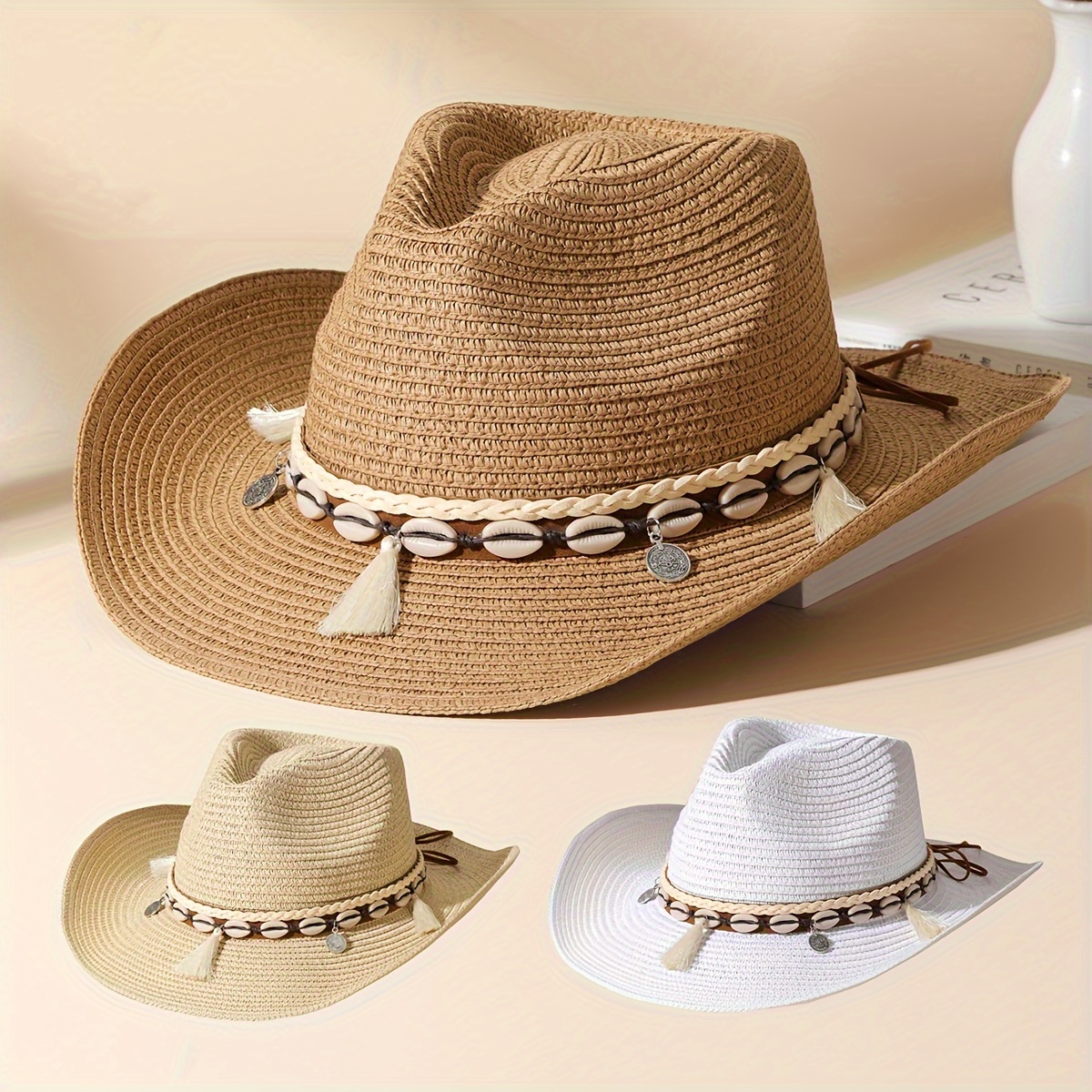 Straw Cowboy Beach Hat - Temu