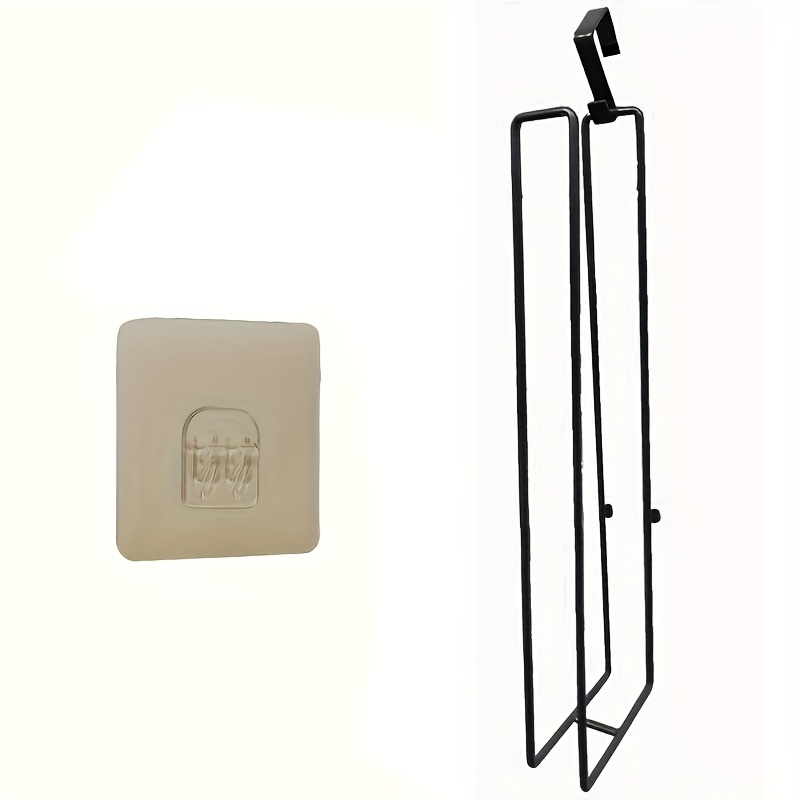 TEMU No Drilling Toilet Paper Holder, Iron Art Roll Holder, Sticks To Door, Kitchen Towel Rack (black)
