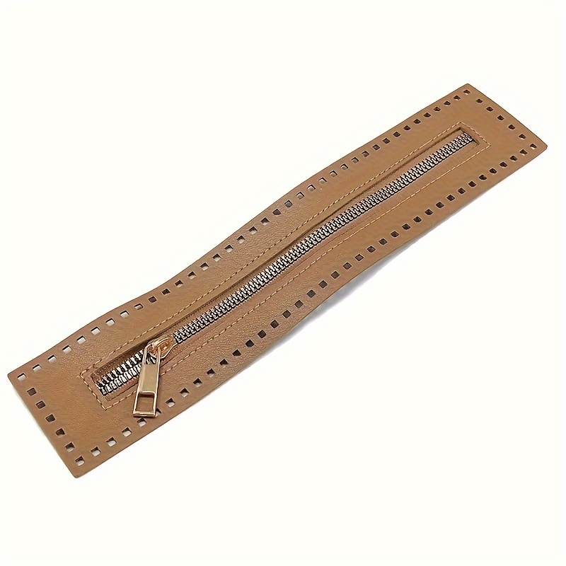 

1pc, 27cm/10.63inch Double-sided Pu Leather Zipper With Stitching Holes, Replacement Zip For Diy Crafts, Handbag, Wallet Repair, Brown/white/black Options Available
