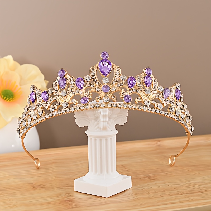 TEMU Couronne de luxe baroque à strass pour femme - Diadème de princesse adapté pour 18e anniversaire, mariage, bal d'année, séances photo, à thème |