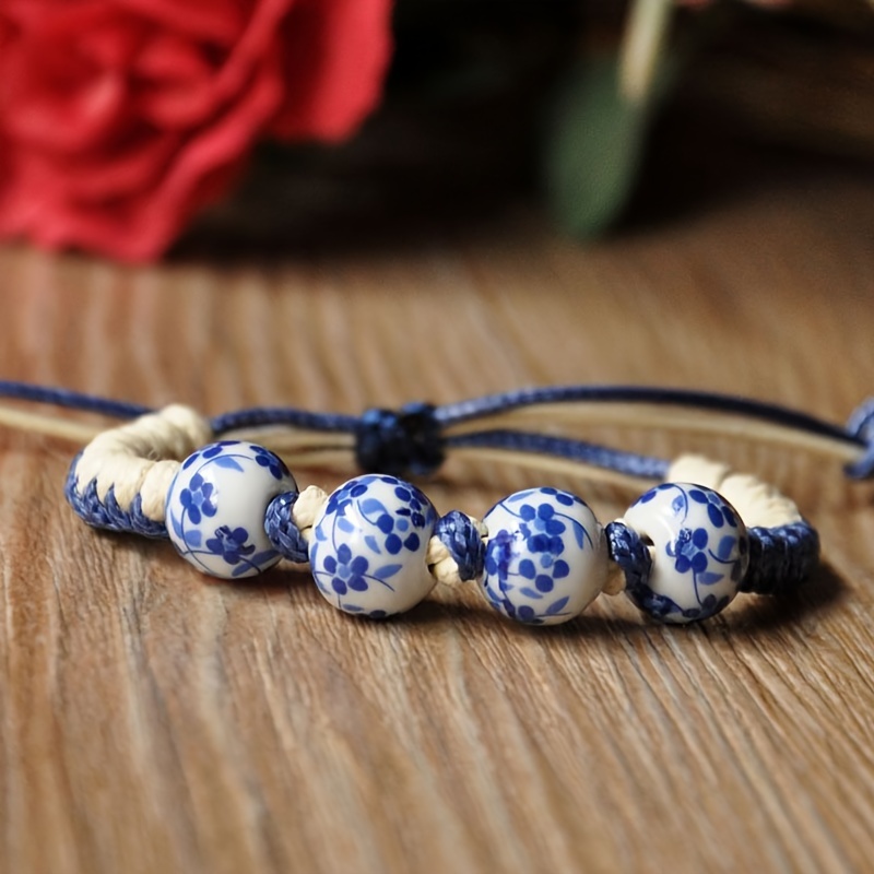 Porcelain Beaded Adjustable Bracelet, Everyday Wear